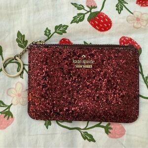 SOLD Kate Spade Maroon Glitter Key Chain Wallet